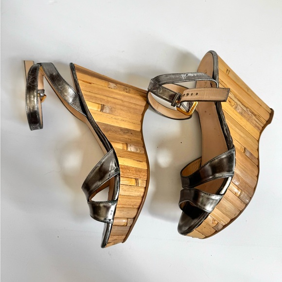 Metallic Silver PRADA Bamboo Wedge - Picture 4 of 10